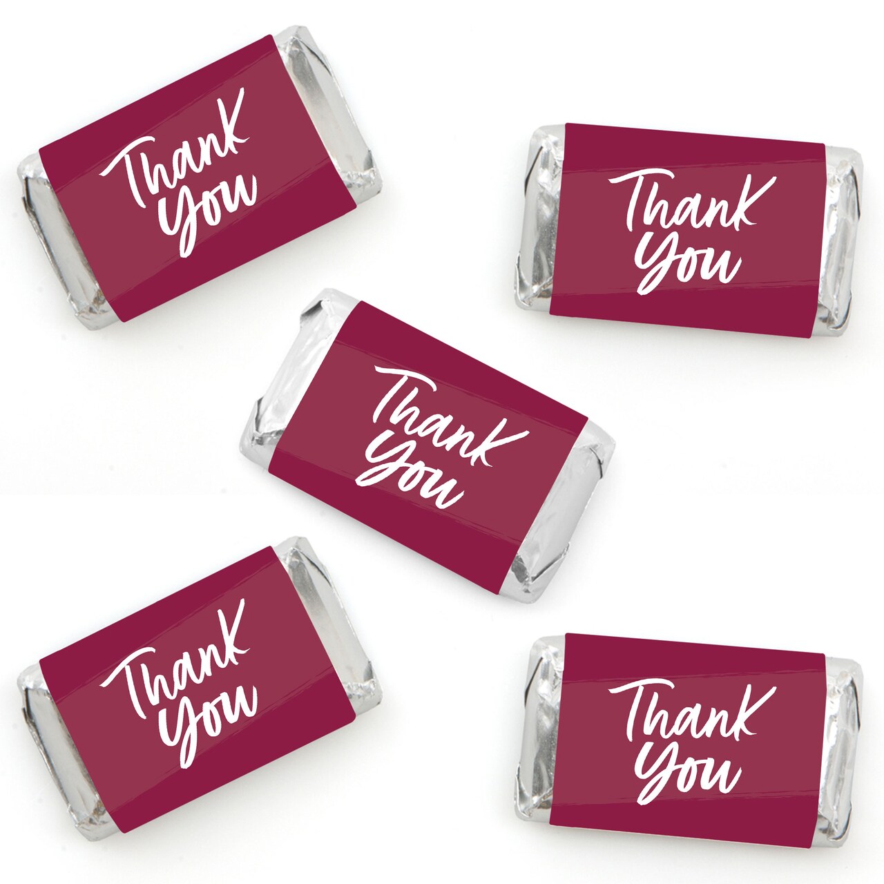 Big Dot of Happiness Burgundy Elegantly Simple - Mini Candy Bar Wrapper Stickers Party Small Favors 40 Ct